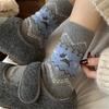 Ladies In Autumn and Winter Add Velvet and Thick Warm Retro Cute Puppy Wool In The Tube Socks