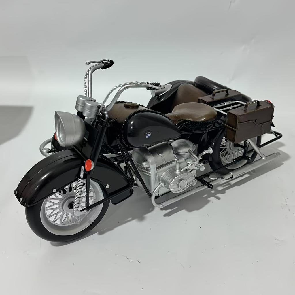 Vintage Motorcycle/Tricycle Model,Industrial Style Decor,Black and Golden Color,Desktop Ornament,Suitable for Home,Office,Garage,Handcrafted Metalwork