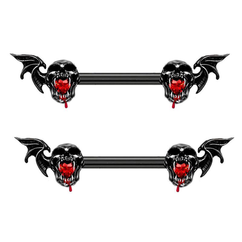 Gai Bei Oumei Halloween Devil Lip, Nipple & Navel Ring, Ghost Head Ear Cartilage & Nose Stud Piercing Set.