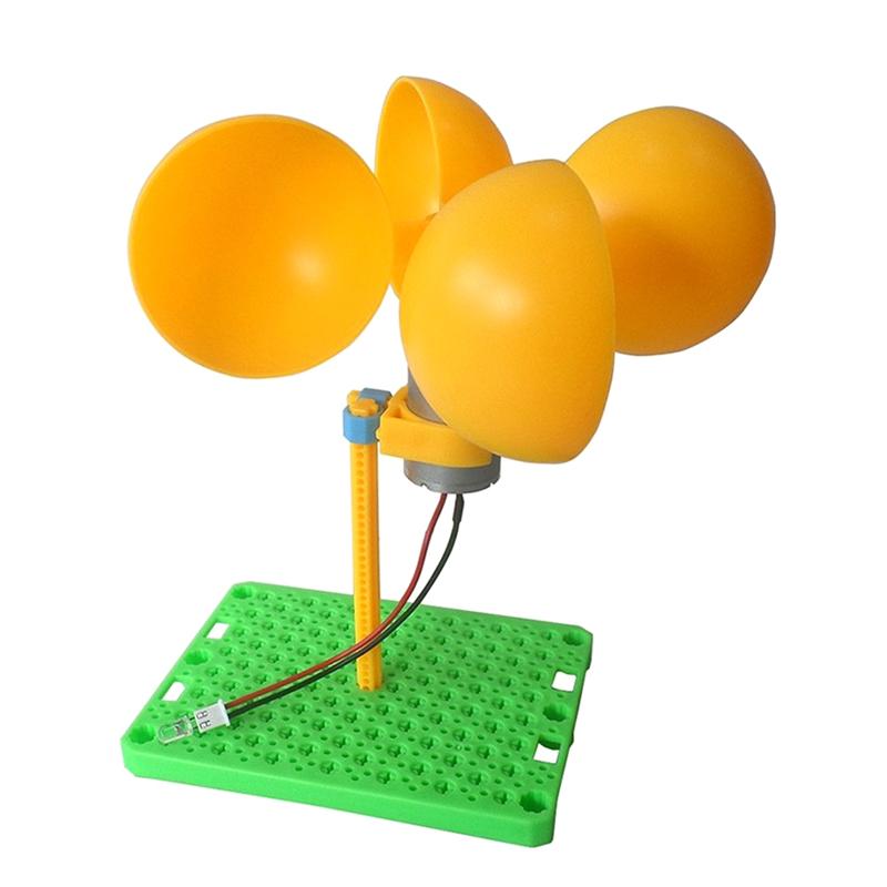 

C-Convenient-DIY Wind Turbine Generator Kit DC 0.1V-3V Generator With Holder Blades Brushless Motor Mini Dynamo Generator Teachi жовтий