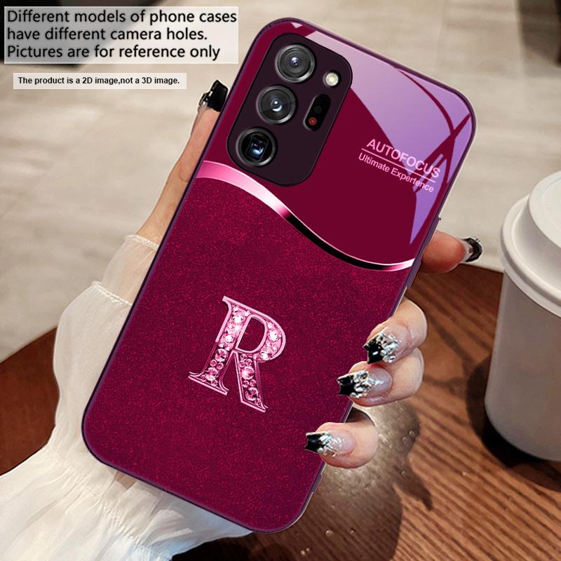 Golden edged letter R For Samsung M 02 12 Note 8 9 10 20 A 01 A02 A03 Core 04 A05 06 10 12 13 14 15 A16 glass Ultra phone case