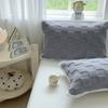 2 pieces Plush Pillow Cover Elastic Strap Pillow Towel Grid Jacquard Pillowcases  Dormitory