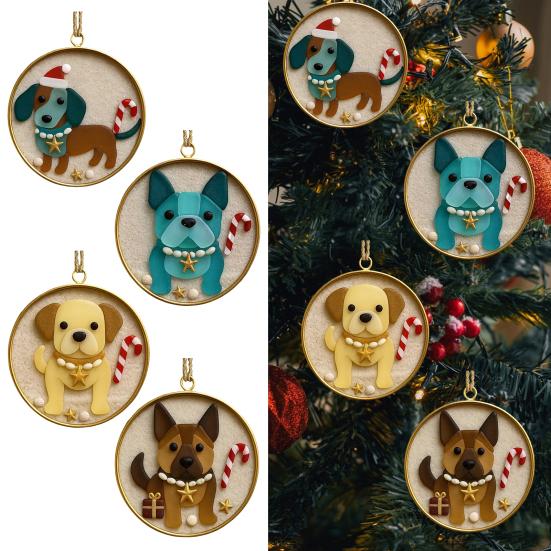 Sea Glass Art Dog Ornament Hanging Dog Sea Glass Christmas Tree Ornament Handcrafted Pet Memorial Decoration for Holiday Home Party Decor