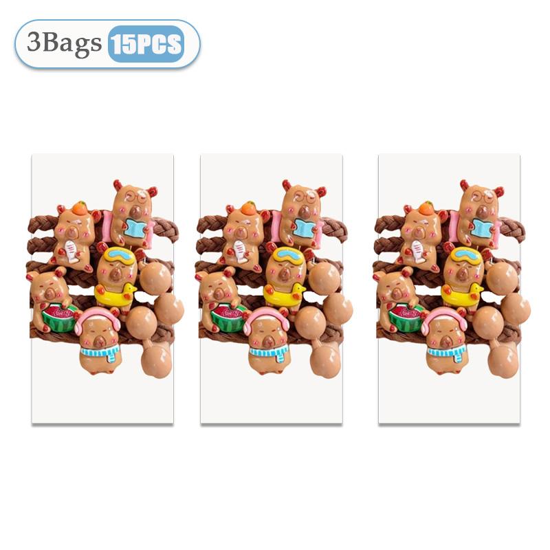 5-50 STKS Maillard Kleur Schattig Puffer Haar Elastiek Hoge Elasticiteit Twists Leer Band Cartoon Kapibara Kralen Hoofdband Haar Accessoires brown