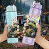 1PC Big Tire Monster Truck Cartoon Print 750ml Color Plastic Sports Water Bottle Leakproof Flip Straw Lid Suitable for Sports Office Home Use