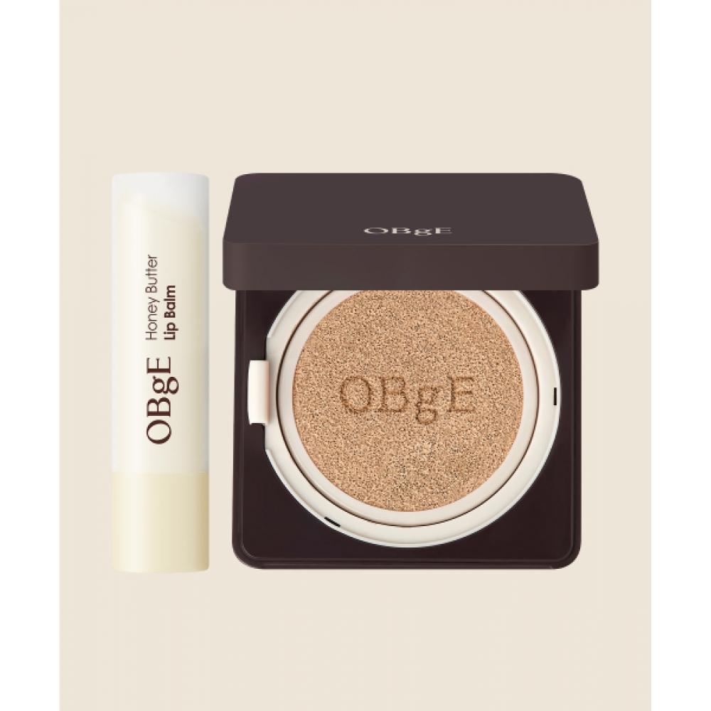Obge Perfect Homme Cushion + Honey Butter Lip Balm Set Cushion No. 3 Sand+ Honey Butter Lip Balm