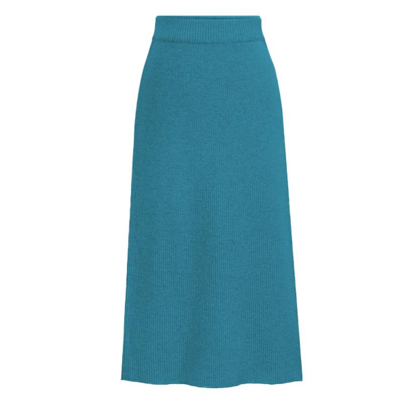 

Модная женская женская элегантная одежда, новая шерстяная юбка, разделенная сумка, бедра, длинная юбка, шерстяная юбка L синий