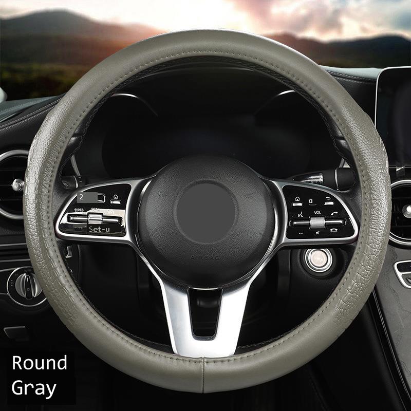 Crocodile Grain Steering Wheel Cover Rear Leather Protective Case Car Steering Wheel Universal Alligator Handle Cover D