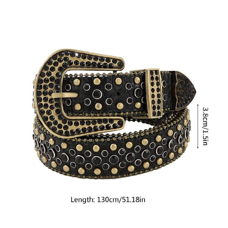 Fashion Adult Rhinestone Belt PU Waist Belt Wear Resistant Shimmering Belt
