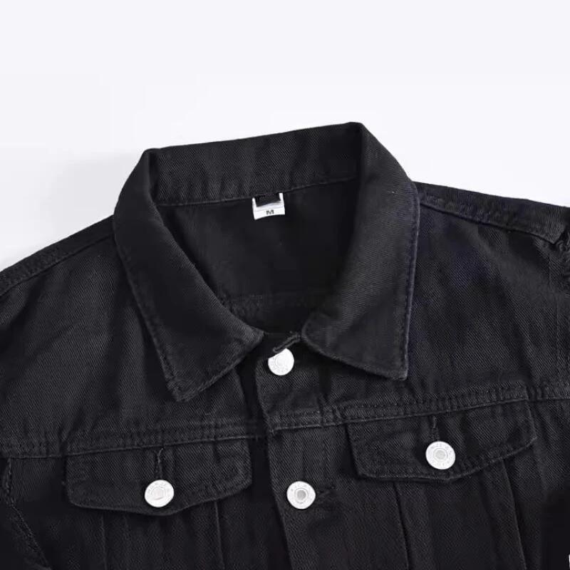 2026 Frühling Jeansjacke Herren Mäntel Westen Ärmellos Umlegekragen Freizeitmantel Männlich Knopf Tasche Slim Fit Jacken Schwarz Weste