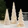 Christmas Glass Tree Table Lamp Vintage Desktop Light With Star Sequins Holiday Decor