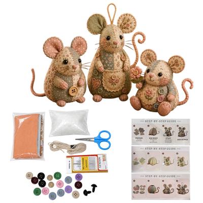 Patchwork DIY Sewing Kit Set of 3 Fabric Animal Kit for Home Decoration and Creative Projects