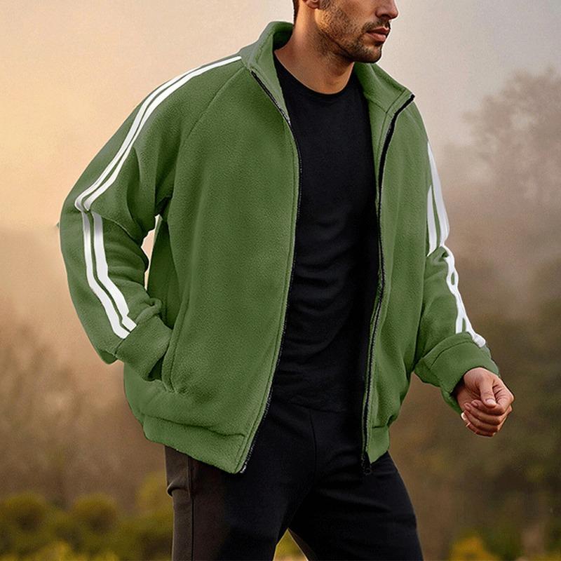 

Новый мужской кардиган на молнии, толстовка с длинным рукавом, модный универсальный топ из полар-флиса, куртка S зелёный