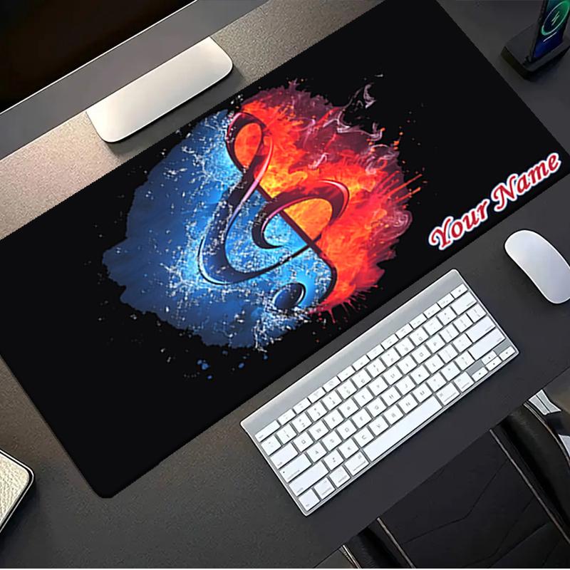 1PC Custom Name Music Fire Ice Mouse pad, keyboard and mouse desk pad, for computer notebook Birthday Gift For Any Room Or Office
