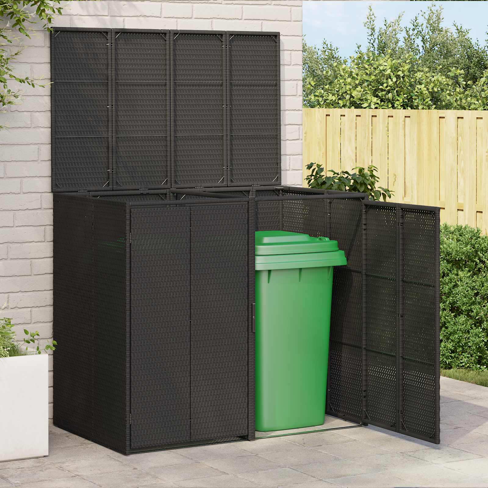 Mülleimer Box 2 Stück Schwarz 130 x 80 x 115 cm Polyethylen