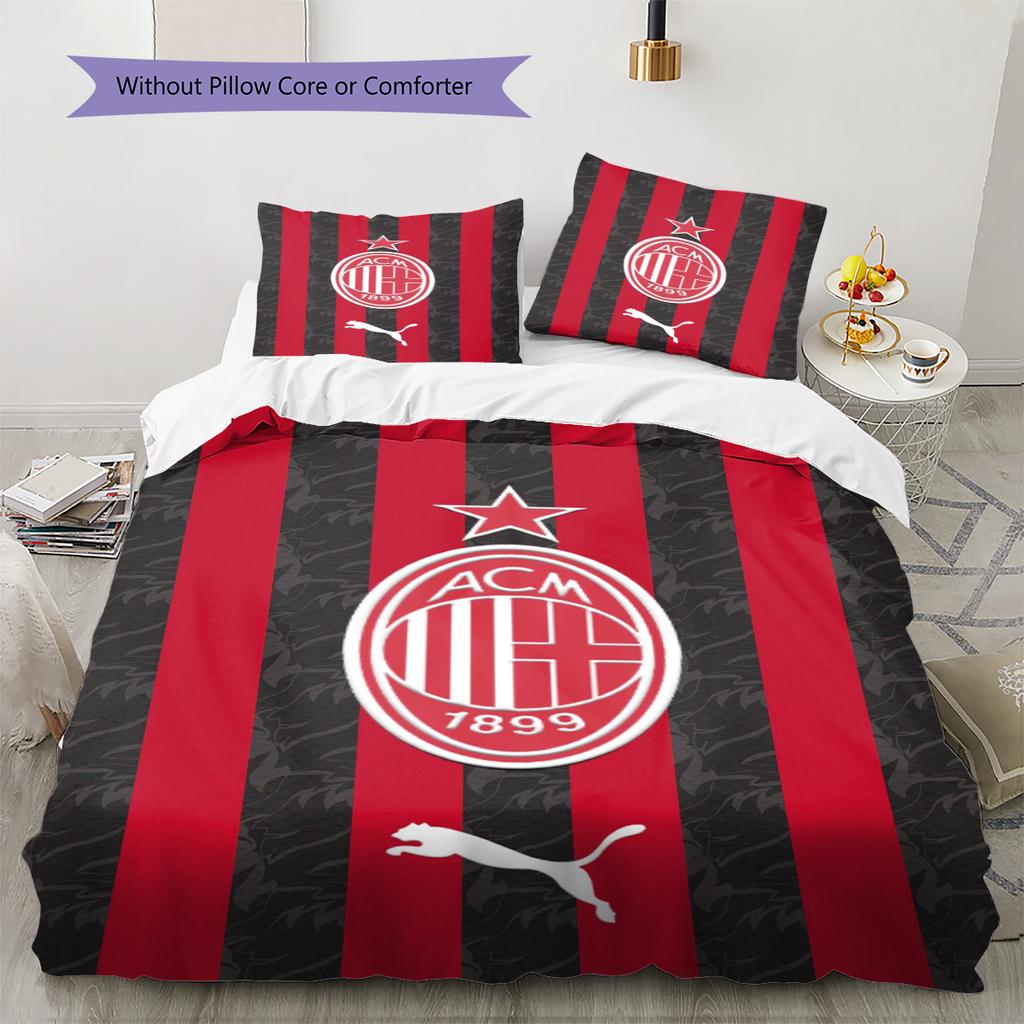 Set Biancheria da Letto con Fantasia AC Milan Copripiumino Federa Decorazione per la Casa Regalo (1 * copripiumino + 2 * federa, senza nucleo)