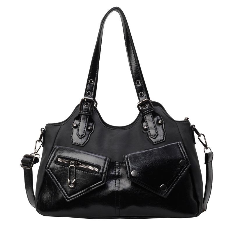 Vintage Euro-American Large Capacity Shoulder Bag New Crossbody Bag Patchwork Women Bag Minimalist Soft Leather Tote Bag