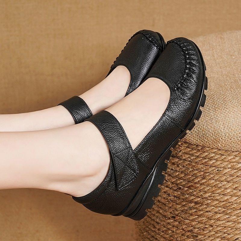 New Japanese School Uniform Shoes Women Flats Mary Jane Shoes With Hook Loop Ladies Leather Flat Shoes Black Loafers Nurse Shoes