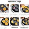 UPORS 4 Hole Frying Pan Non Stick Breakfast Burger Egg Pancake Maker Wooden Handle Medical Stone Four Hole Omelet Pan