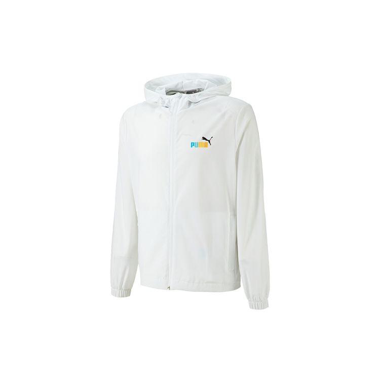 PUMA Logo Print Fitted Hoodie Jacket Men Outerwear White 678013-02