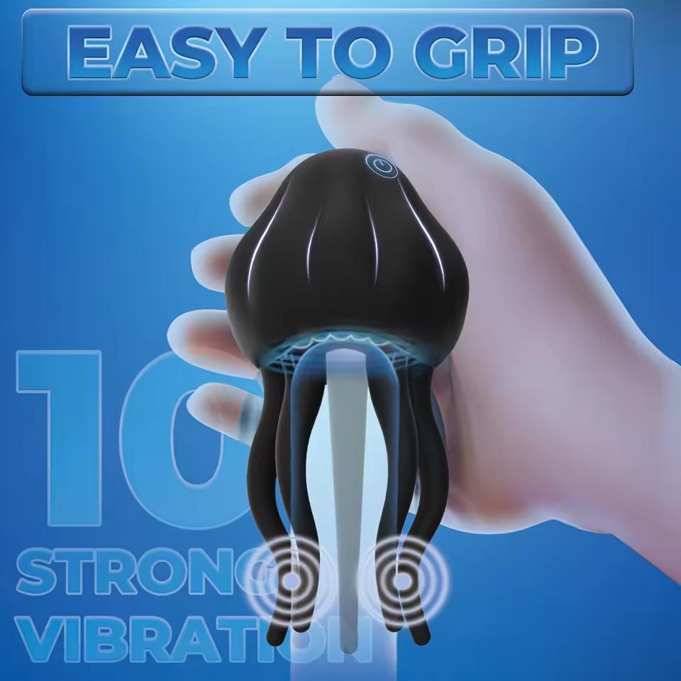 Jellyfish Glans Vibrator Male Powerful Penis Stimulator Delayed Ejaculation Massager Trainer Masturbator Men Sex Toy for Adult Delayed Desensitization