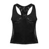 Womens Sleeveless Tank Tops Bodycon Slim Fit Casual Round Neck Metallic Shiny Crop Tops Vest
