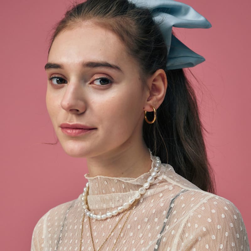 August Harmony Denim Square Scrunchies / Light Blue