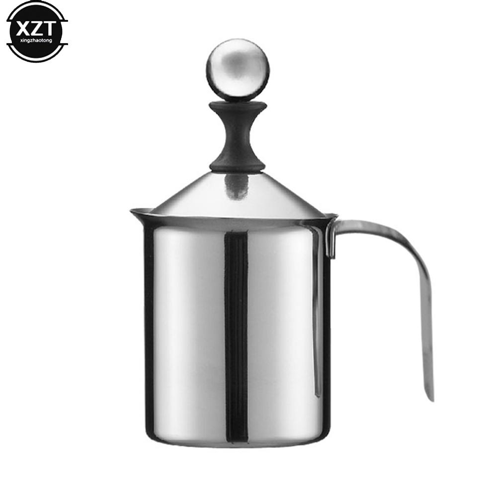 

400 мл нержавеющая сталь двойной сетчатый вспениватель молока с ручкой износостойкий двойной сетчатый ручной вспениватель молока кухонные принадлежности 400ml серебряный