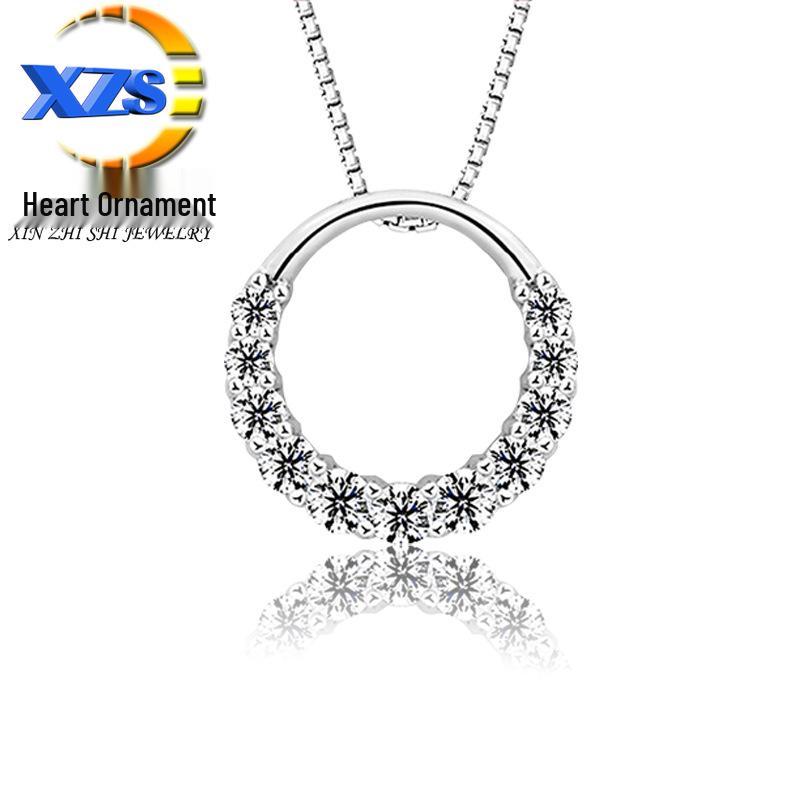 

Korean Style Rhinestone Pendant Necklace for Women - Fashionable Short Clavicle Chain Jewelry Copper