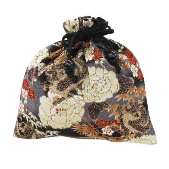 Мешочек на завязке для мелочей Сделано в Японии из ткани Чиримен Идеально подходит для хранилища храмовых печатей и отличный подарок Черная сумка в японском стиле Чехол Подкладка Книги 3880₽