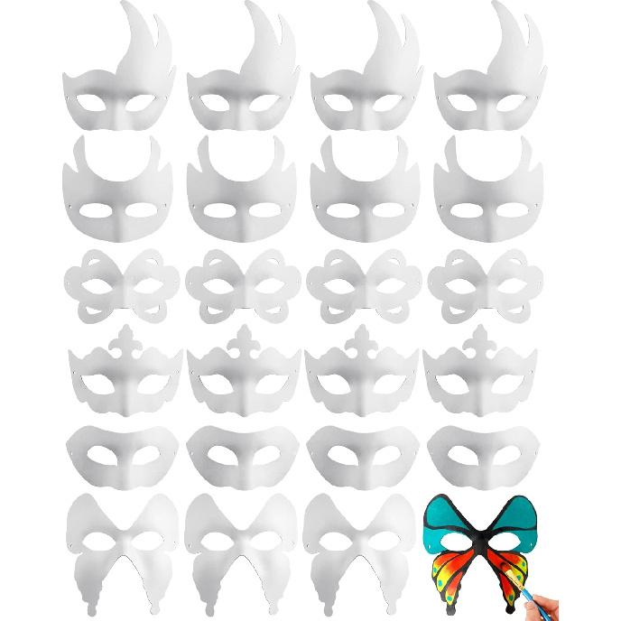 White Masks,DIY Unpainted Masquerade Masks Plain Half Face Masks Decorate
