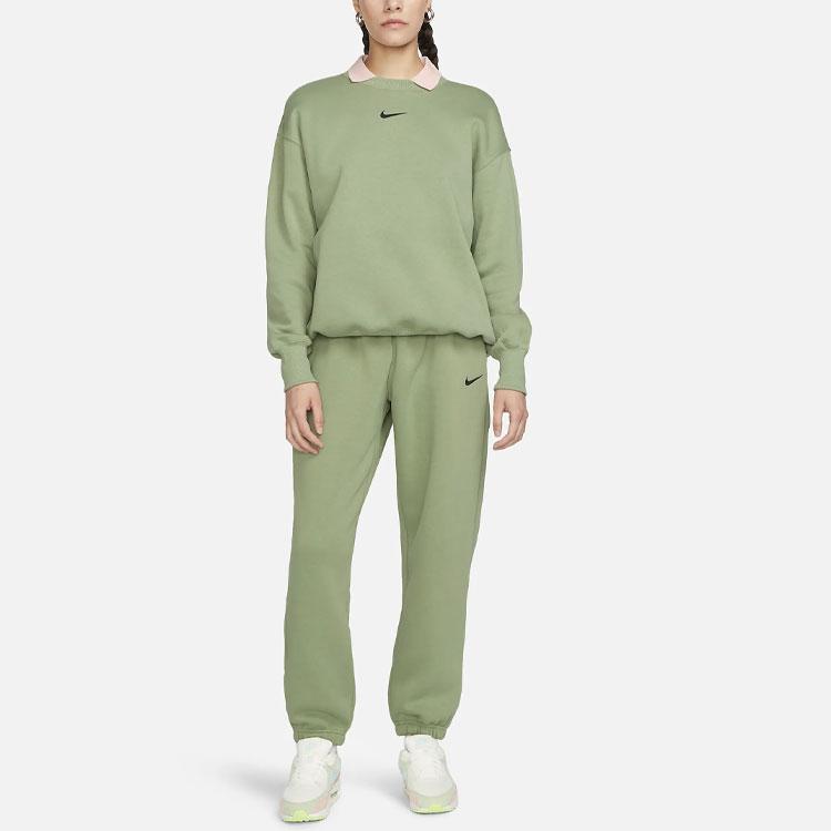 Nike Sportswear Phoenix Fleece Solid Logo Pullover Hoodie Women Tops Oil-Green DQ5733-386