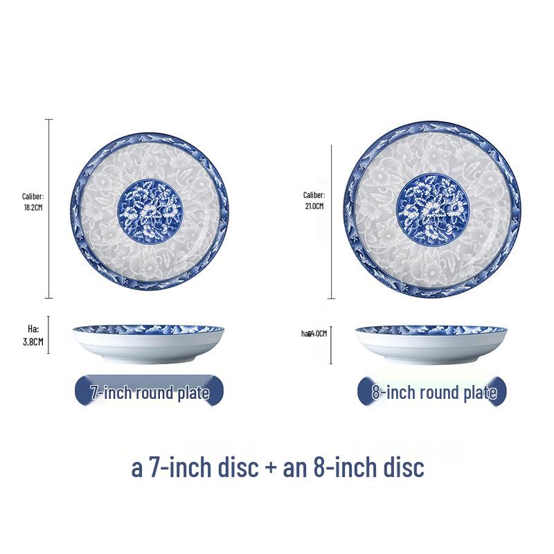 Blau-Weißes Ruyi-Quadrat-Porzellanteller - Ideal für Mahlzeiten, Obst, Gedämpfte & Gebackene Gerichte