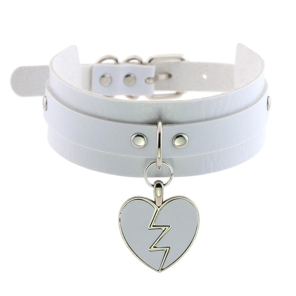 

Broken Heart Lightning Pendant Choker Necklace Punk PU Leather Collar for Women Gothic Jewelry One size