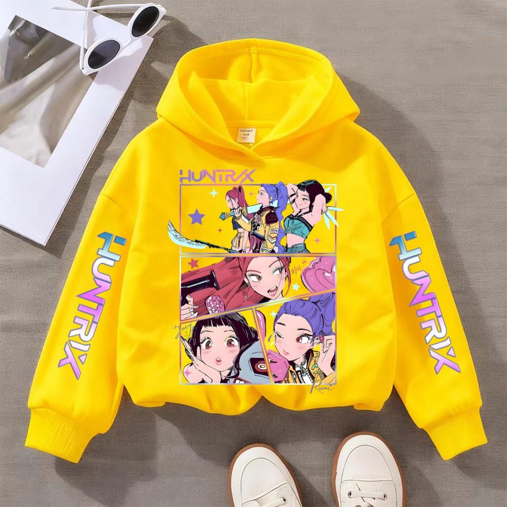 Kpop Demon Hunter Anime Hoodie Girls' Clothing Saja Cosplay Cartoon Pattern Sweatshirt Y2K Casual Everyday Pullover Hoodie