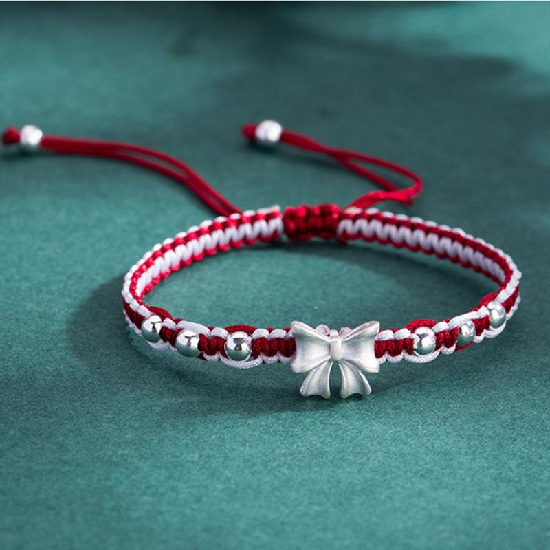 Princess Bead Bow Woven Hand Rope - Sweet Girly Student Bracelet