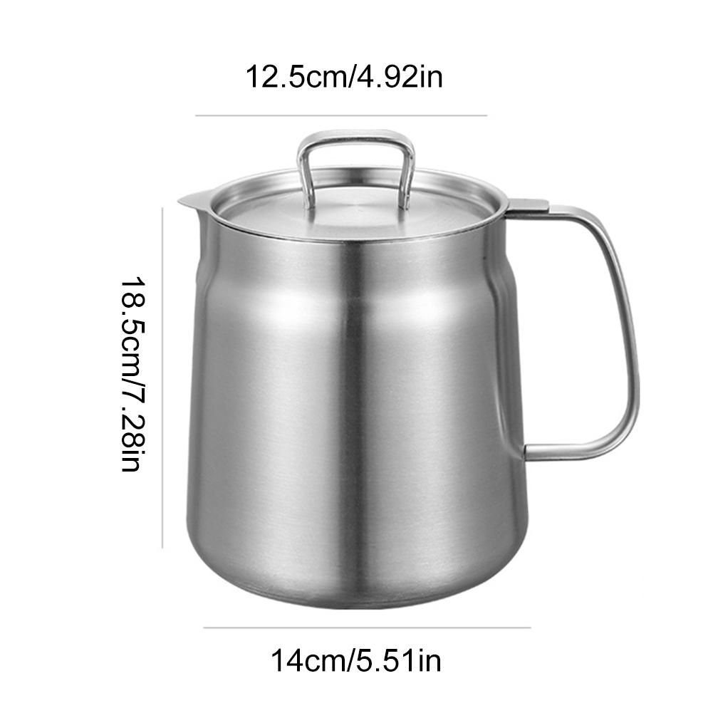 1.5/2L Kitchen Fryer with Filter Leak-proof Stainless Steel Versatile Oil Filter Vessel Fry Kitchen Pot for Cooking French Fries