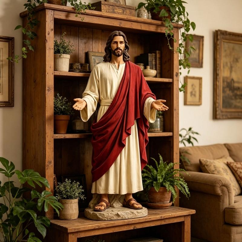 Scultura in Resina di Cristo con Texture Realistica per Collezionisti Fedeli Statua di Cristo per Sala di Preghiera