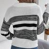 Sweater Women Casual Collar Polo Long Sleeve Knit Pullover Contrast Stripe Autumn Winter