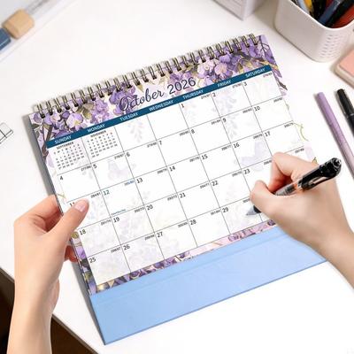 Thick Paper Annual Calendar Portable Standing Memo Pad Desktop Calendar Daily Schedule July 2026-June 2027 Flip Calendar