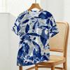 Women's Blue & White Short Sleeve Tee Soft, Lightweight & Comfy, Casual Versatile for Daily & Weekend Wear