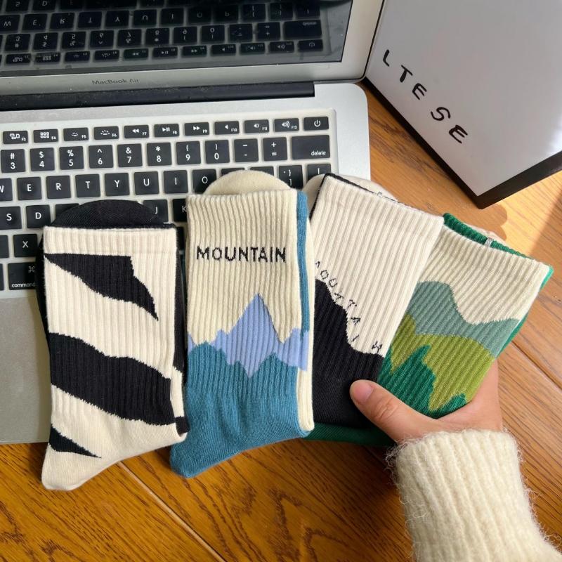 3Pairs Fashion A/B Style Women Sock Asymmetrical Street Hip Hop Skateboard Man Cotton Sock Breathable Harajuku Calcetines Hombre