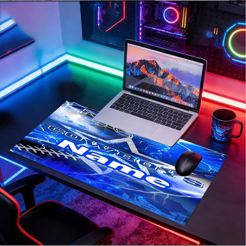 Custom Name Personalized Dallas Cowboys Pattern Mousepad, Laptop PC Desk Mat, Decorative Desk Mat for Home Keyboard Pad Gift