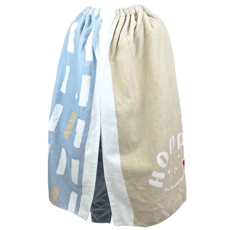 

Wrap Towel, Medium Size, Blue Block, Imabari Towel x HOPPE, for Children, Beach, Kindergarten, Elementary School, Pool, Made in Japan, Thick, Absorben