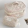 Fashion Corduroy Aesthetic Cosmetic Organizer Large Capacity Zipper Floral Makeup Pouch Washbag Toiletries