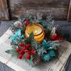 Christmas Candle Rings Table Decoration Christmas Wreath Candle Holder Ring Red Berries Table Centerpieces Candle Wreath
