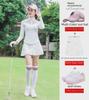 Women's Golf Outfit: Spring & Autumn Long-Sleeve T-Shirt with Short Lace Skirt, Korean Style, Slim Fit Sportswear