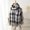 Simple Imitation Cashmere Warm Shawl Scarf Autumn And Winter Fashion High-End Plaid Elegant Rhyme Versatile Fringed Scarf