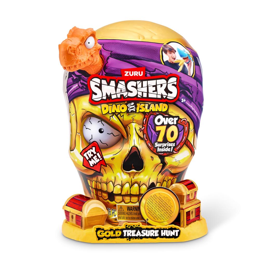 Smashers Dino Island Gold Treasure Hunt (Orange) by ZURU - Interactive Collectible Treasure Hunt Themed Toy