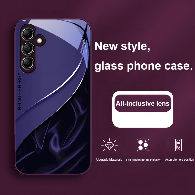 Glass Phone Case For Samsung Galaxy A01 A02 A03 Core A04 A14 4G 13 54 34 31 20 25 23 22 5G S21 Ultra S20 Smooth Rose Red